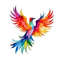 Rainbow phoenix stained glass tattoo design idea