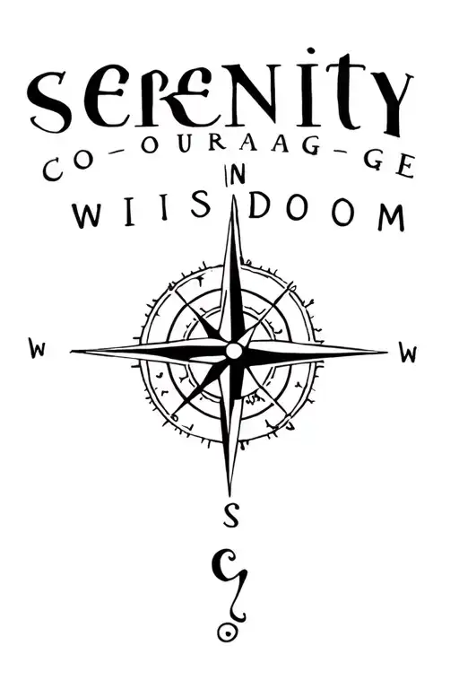 "serenity courage wisdom" compass navigation  tattoo design idea