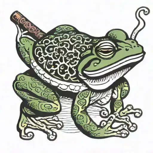 frog smoking pipe more traditional style tattoo tattoo design idea