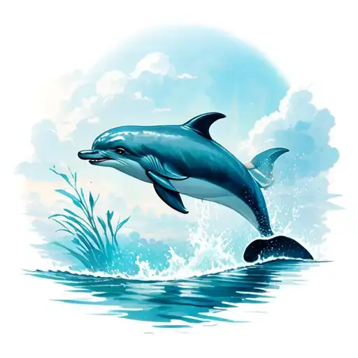 cute dolphin jumping tattoo design idea