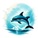cute dolphin jumping tattoo design idea