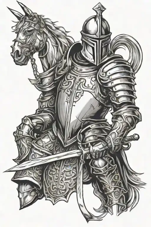 knight in armor in dark fantasy style tattoo tattoo design idea