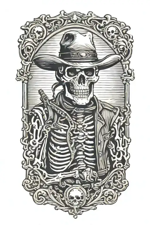 skeleton cowboy tattoo design idea
