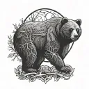 moon bear dark forest tattoo design idea