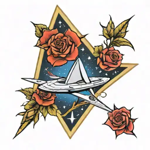 star trek and roses tattoo design idea