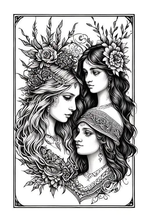 mother maiden and crone tattoo design idea