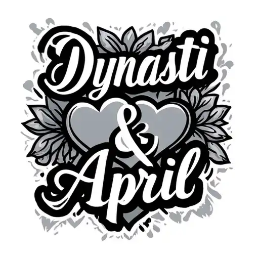 "Dynasti & April" "Dynasti & April" name tattoo design hearts tattoo design idea