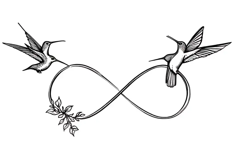 infinity sign and hummingbirds tattoo design idea