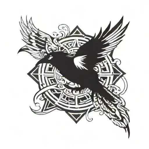 raven and fox faceing away from each other not mixed together   with 67th Air Force patch  tattoo design idea