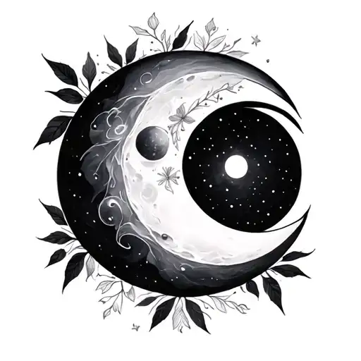 waxing crescent moon tattoo design idea