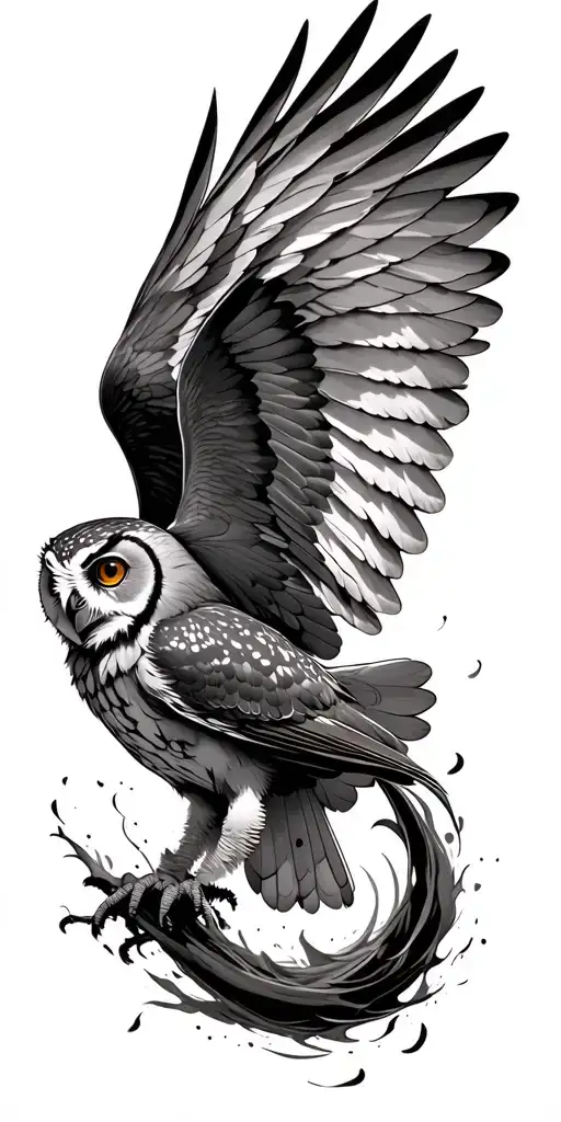 owl flying out of vortex tattoo design idea