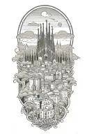 Barcelona skyline tattoo design idea