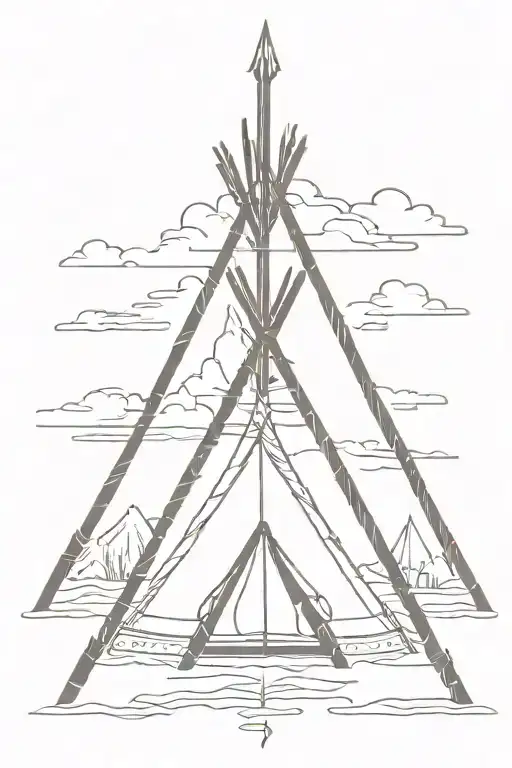 teepee, wild west, fire tattoo design idea