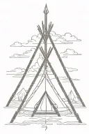 teepee, wild west, fire tattoo design idea
