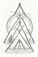 teepee, wild west, fire tattoo design idea