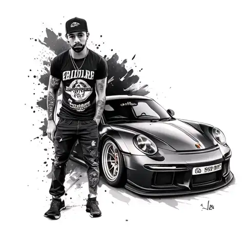 lewis hamilton with car tattoo design idea