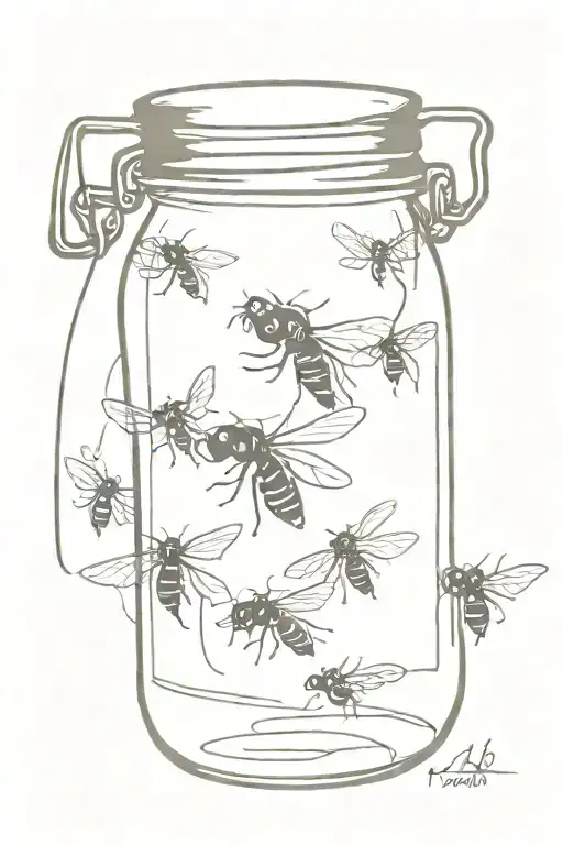 simple fly trapped in a jar tattoo design idea
