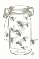 simple fly trapped in a jar tattoo design idea