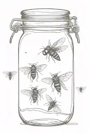 simple fly trapped in a jar tattoo design idea