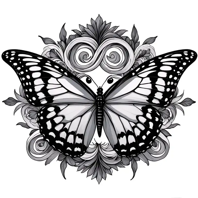 butterfly and infinity sign intertwined tattoo design idea