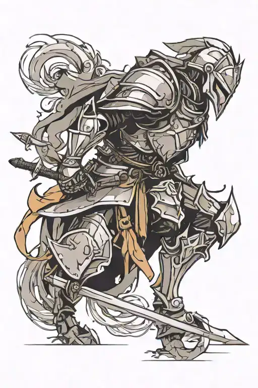 A knight named Igris in a minimalist style tattoo design idea