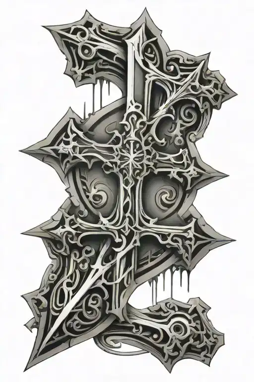 cybersigilism cross tattoo design idea