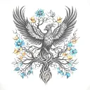 Phoenix Bird Inside A Tree Of Life tattoo design idea