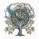 Phoenix Bird Inside A Tree Of Life tattoo design idea
