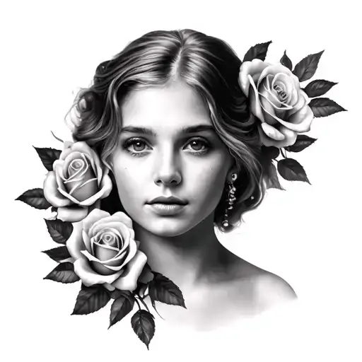 roses and portrait Millie tattoo tattoo design idea