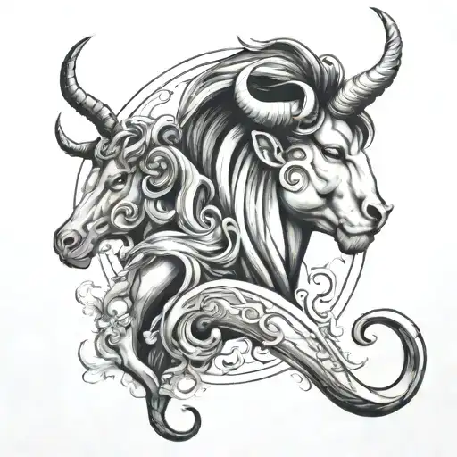 Aquarius & Taurus mixed together tattoo design idea
