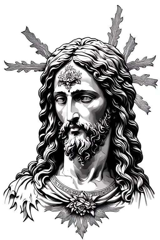 statue that represents God and Jesus Christ tattoo design idea