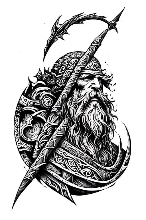 tolkien inspired tribal dwarven tattoo with ruines and patterns  tattoo design idea