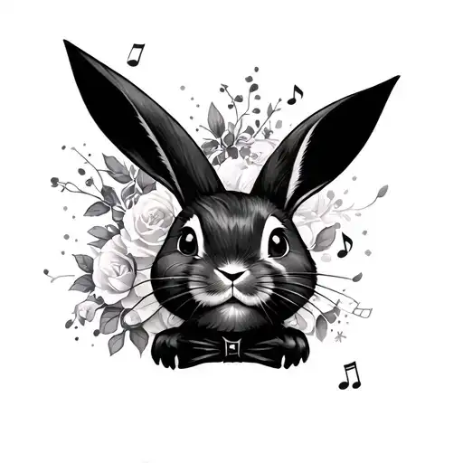 Music inspired playboy bunny tattoo design idea