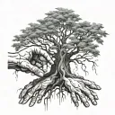 Creation of adam hands as roots to create a poison tree  tattoo design idea