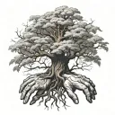 Creation of adam hands as roots to create a poison tree  tattoo design idea