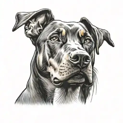 dobermann pinscher dog standing tattoo design idea