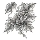 storm clouds and leafs growing tattoo design idea