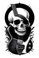 skull/ guitar merging elements tattoo design idea