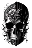 skull/ guitar merging elements tattoo design idea