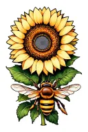sunflower with bee  tattoo design idea