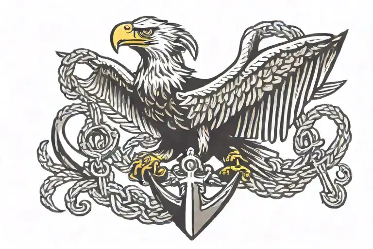 eagle holding anchor intertwined tattoo design idea