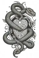 dagger snake heart tattoo design idea