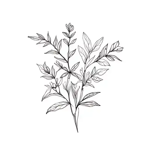 botanic style drawing tattoo design idea