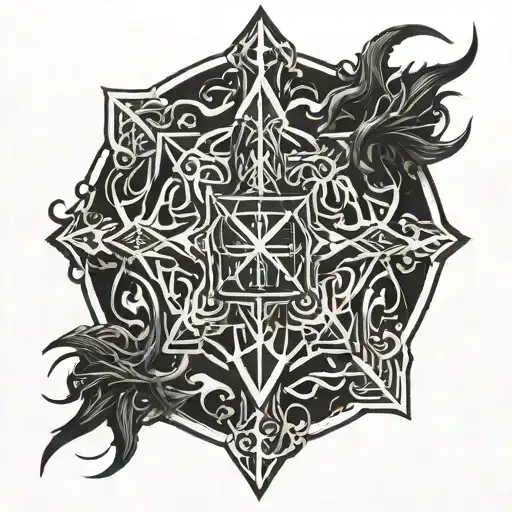 azrael logo black metal castle tattoo design idea