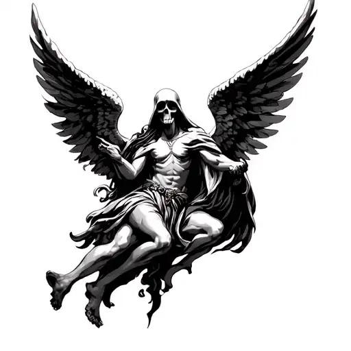 Angel in battle with grim reaper tattoo design idea