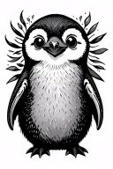 tribal baby penguin tattoo design idea