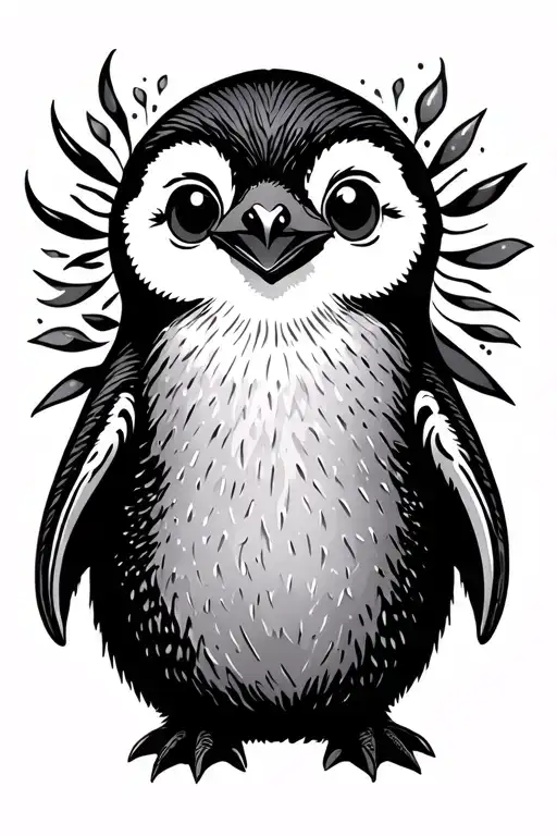 tribal baby penguin tattoo design idea