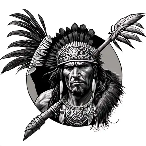 zulu warriror on leg tattoo design idea