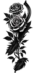 feathers horseshoe roses tattoo design idea