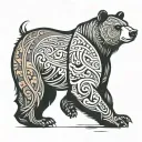 stylized full body bear walking tattoo design idea